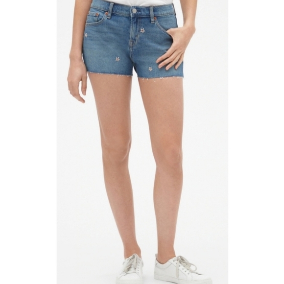 Gap Floral Embroidered Denim Womens Shorts Size 26 - Picture 1 of 9